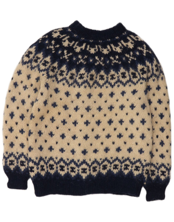 VINTAGE Womens Cardigan Sweater UK 16 Large Off White Fair Isle