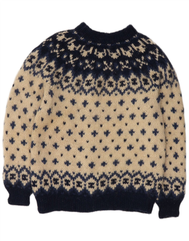 VINTAGE ženski kardigan pulover UK 16 Large Off White Fair Isle