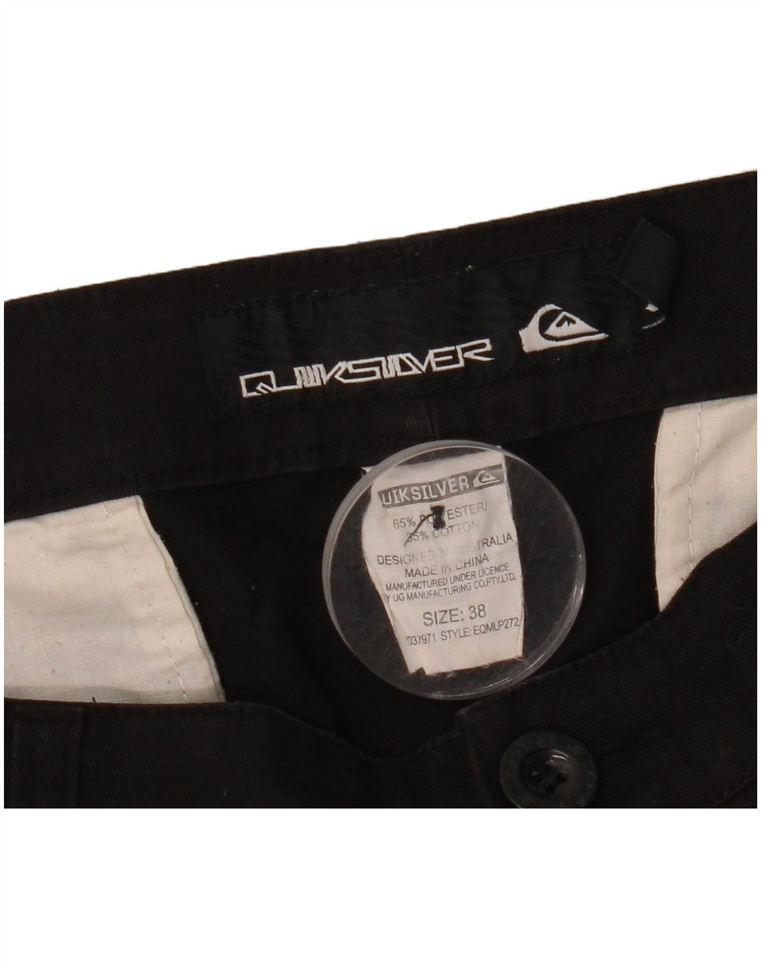 QUIKSILVER Muške ravne chino hlače W38 L31 crni poliester