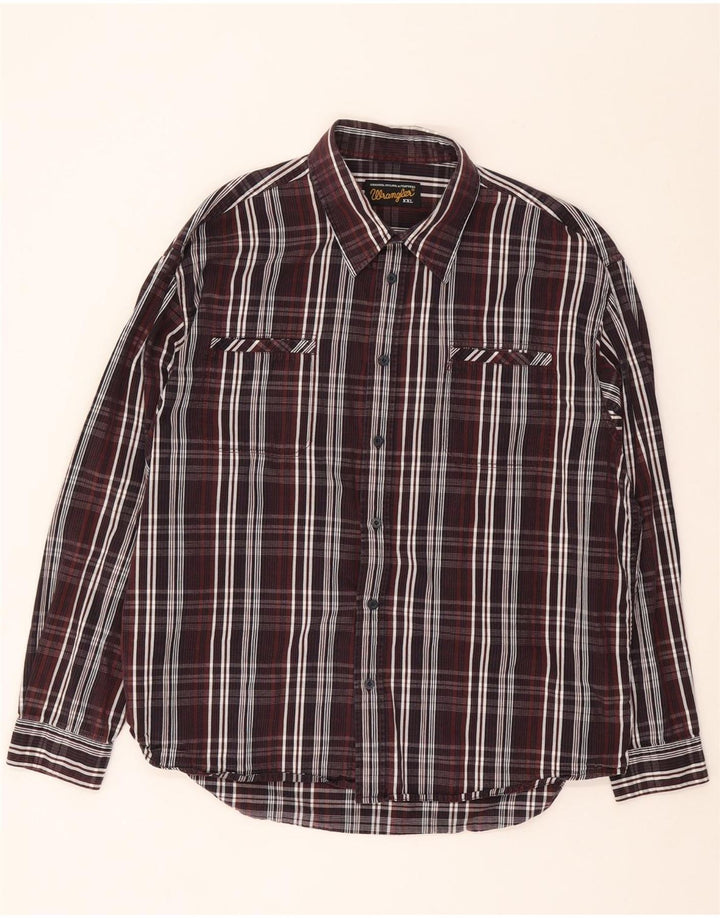 WRANGLER Mens Shirt 2XL Burgundy Check Cotton