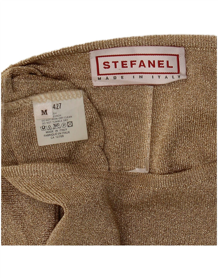 Stefanel Ženska prevelika majica dugih rukava UK 14 Medium Gold Cupro