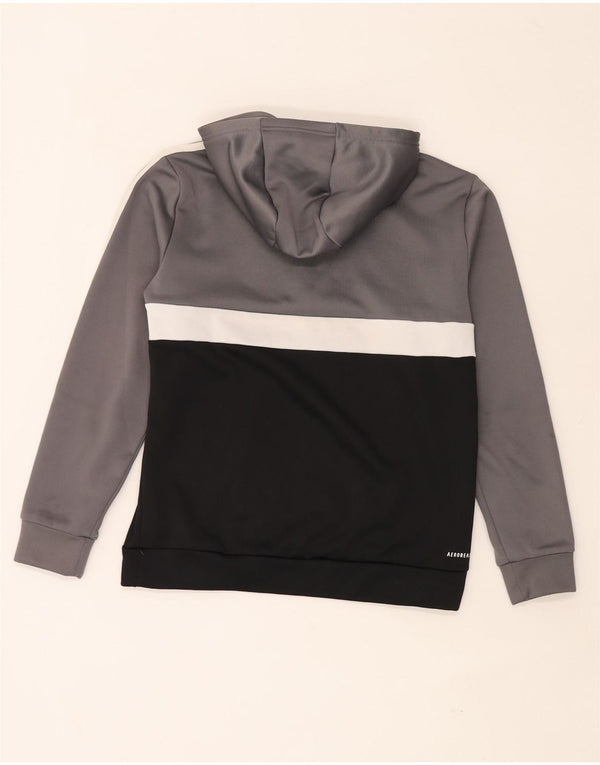 Adidas Boys Aeroready majica s kapuljačom 13-14 godina sivi poliester u boji