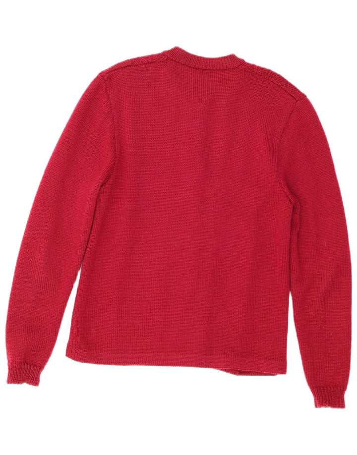VINTAGE ženski kardigan pulover UK 14 srednje crvene boje