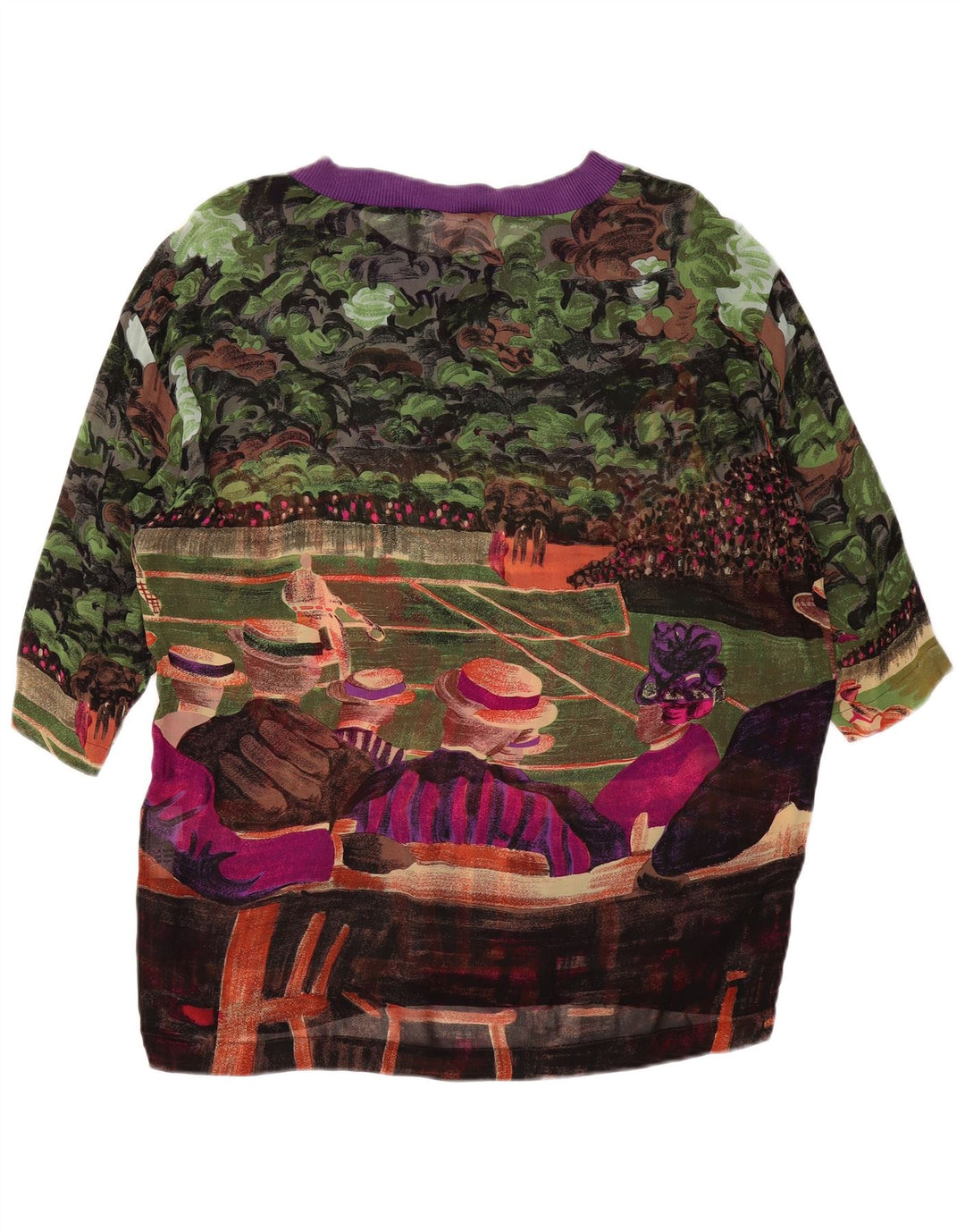 VINTAGE Ženski gornji dio bluze s apstraktnim uzorkom UK 14 Veliki, višebojni