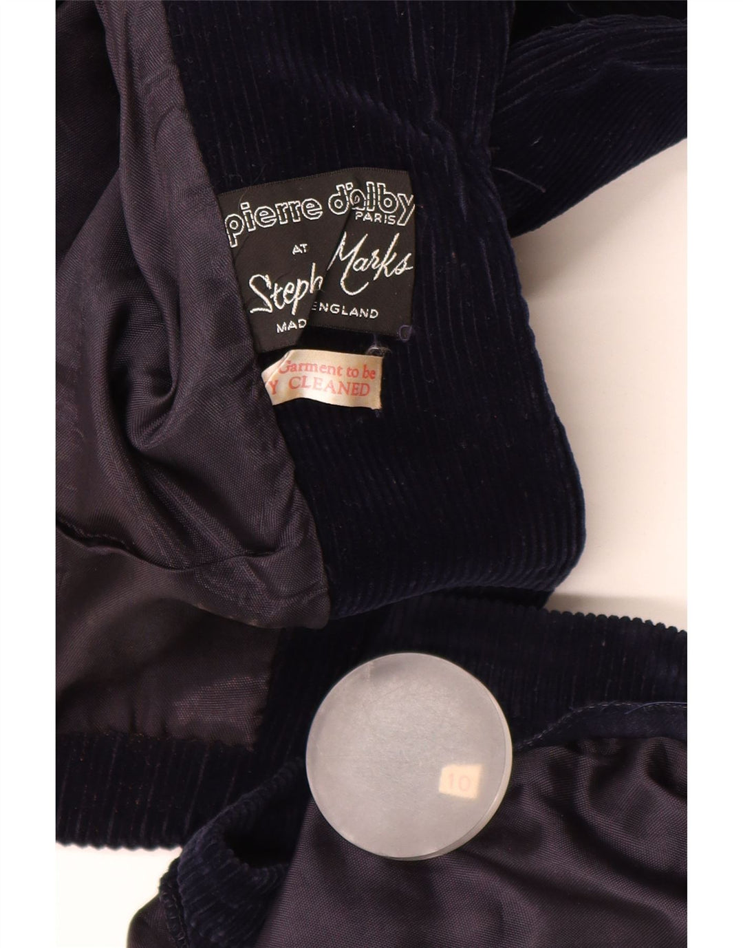 PIERRE D'ALBY Ženska dvodijelna suknja od samta UK 10 Mala W24 tamnoplava