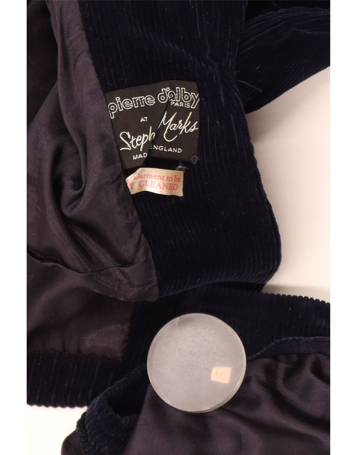 PIERRE D'ALBY Ženska dvodijelna suknja od samta UK 10 Mala W24 tamnoplava