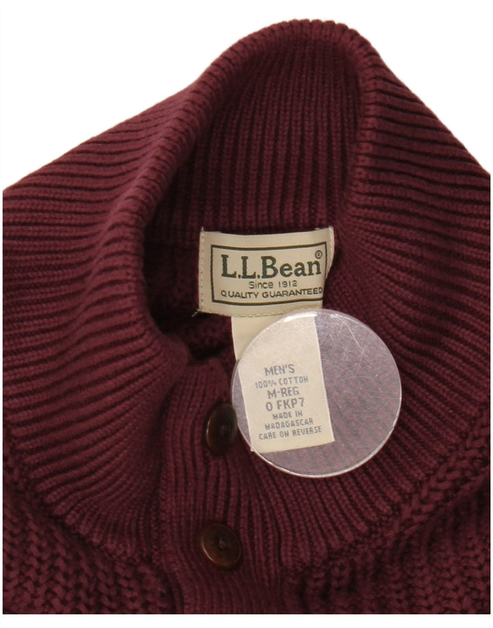 L.L.Bean muški džemper s dugmadima i ovratnikom Srednji bordo pamuk