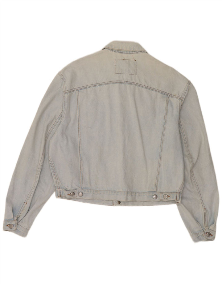 RIFLE Ženska crop prevelika traper jakna UK 10 Small Blue Cotton