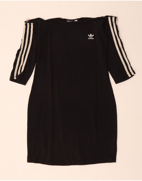 ADIDAS ženska haljina s otvorenim ramenima 3/4 rukava UK 12 srednje crna pamuk