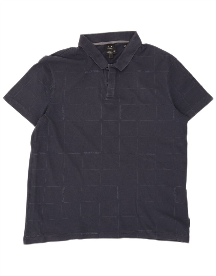 Armani Exchange muška polo majica velika tamnoplava karirana pamuk