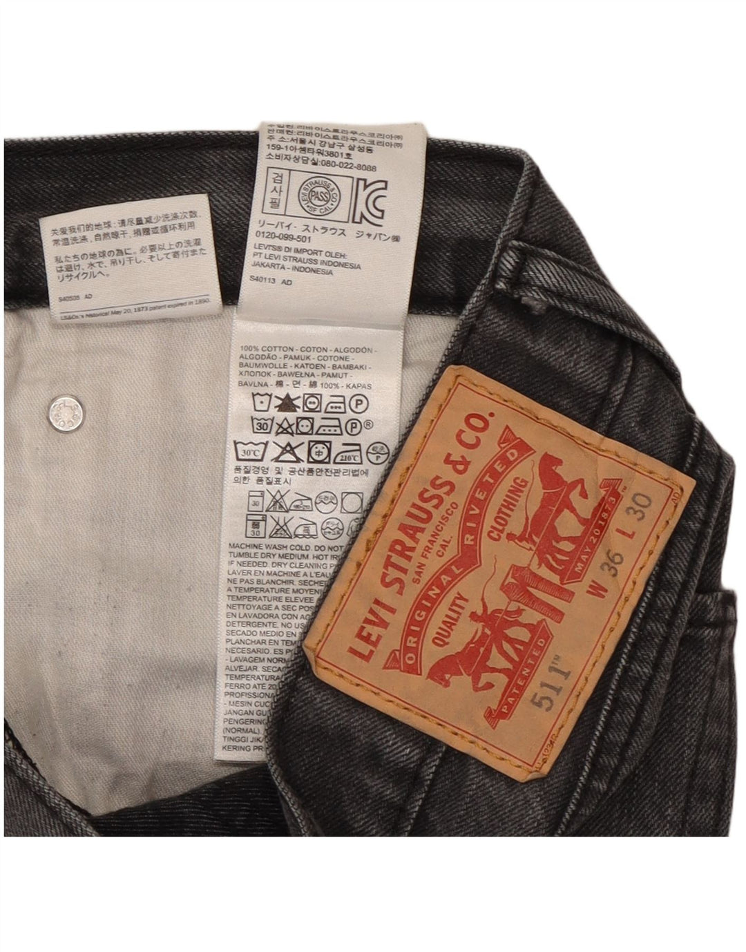 Levi's muške 511 uske traperice W36 L28 sivi pamuk