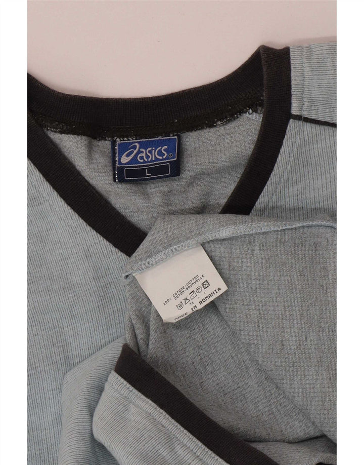 Asics Womens Top Long Sleeve UK 16 Large Blue Cotton