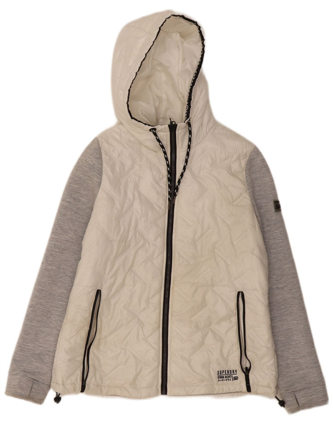 Superdry ženska prošivena jakna s kapuljačom UK 14 velikih bijelih boja