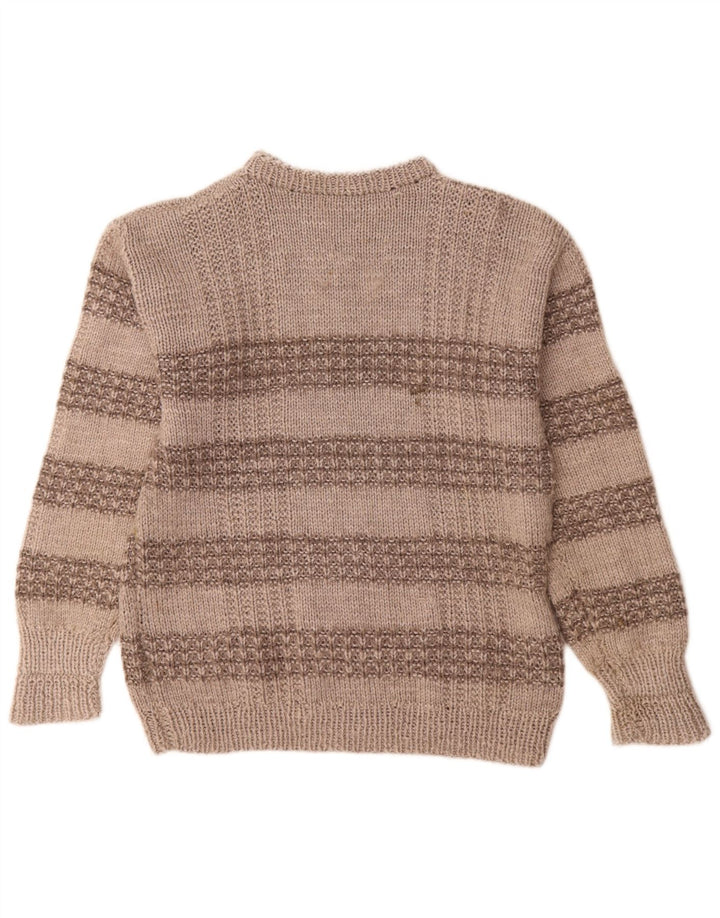 Vintage muški džemper s okruglim izrezom srednje sive pruge