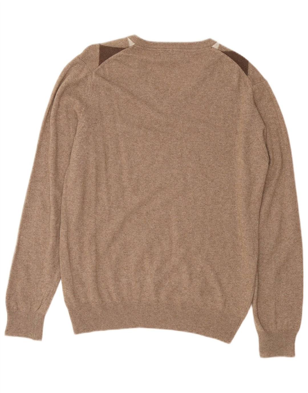 CONSENSO Muški džemper s V-izrezom Srednje smeđa Argyle/Dijamantna vuna