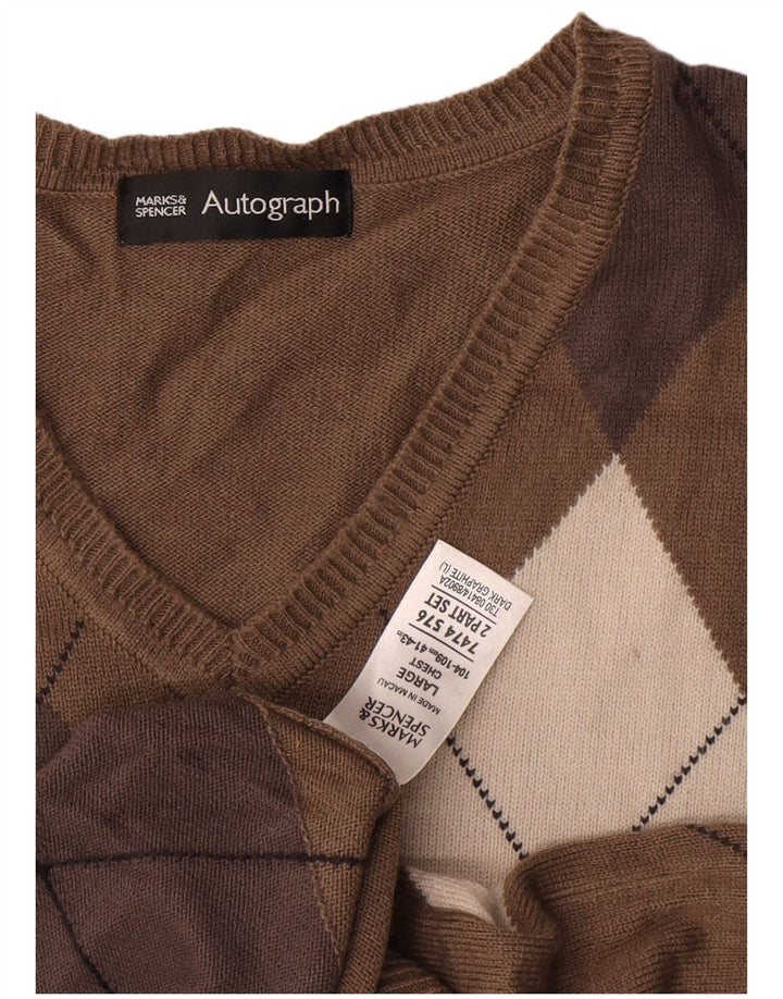 Marks & Spencer muški prsluk s autogramom, veliki sivi Argyle/Diamond