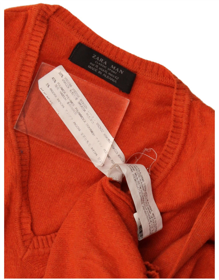 Zara muški pulover s V-izrezom XL narančasta viskoza