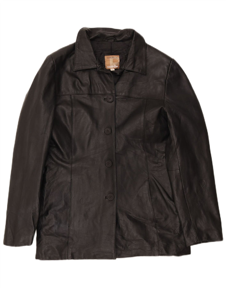 CONBIPEL Womens Leather Jacket IT 44 Medium Black Leather