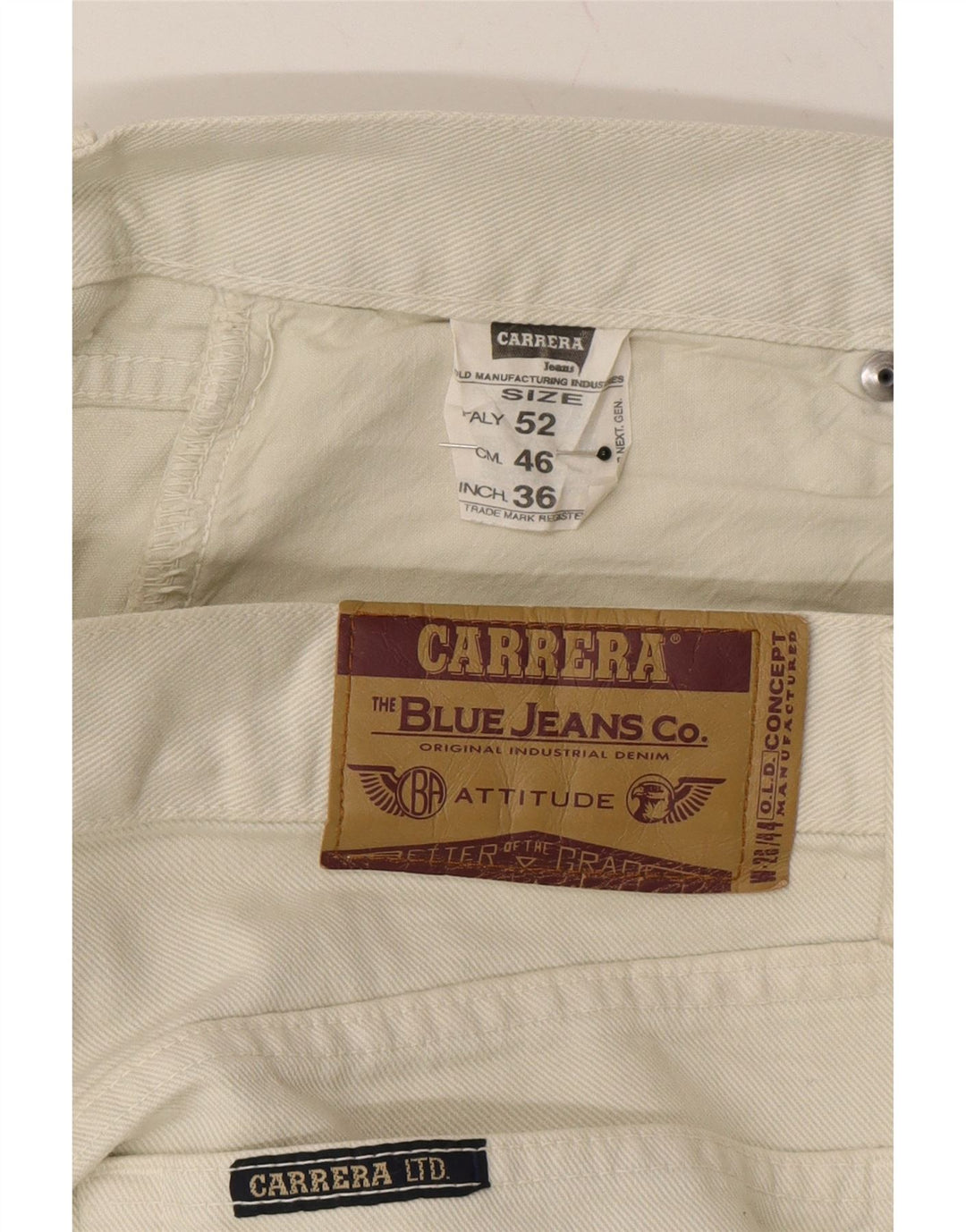 CARRERA Womens Straight Jeans W36 L32 White Cotton Vintage Carrera and Second-Hand Carrera from Messina Hembry 