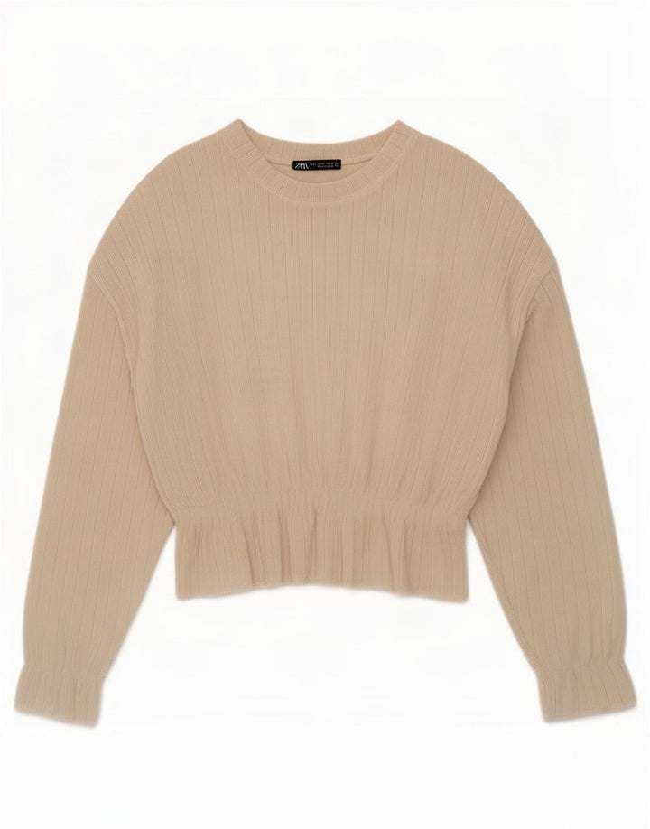 Zara ženska bluza opuštenog kroja UK 10 Small Beige Poliester