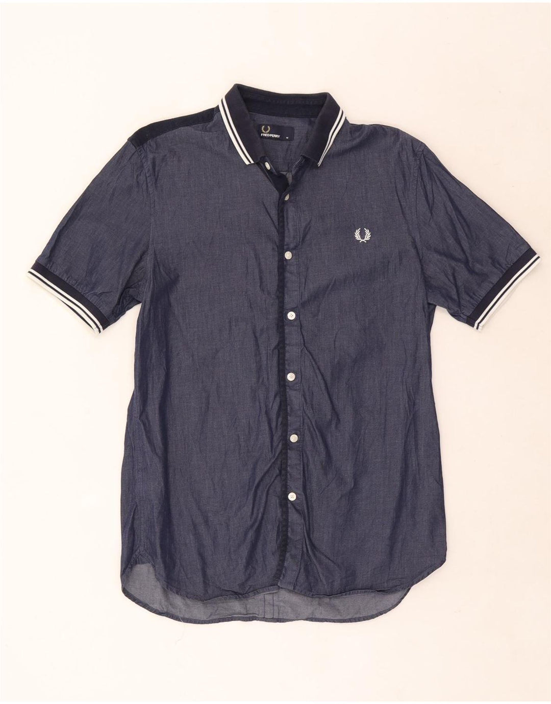 Fred Perry muška košulja kratkih rukava srednje tamnoplave pamučne pruge
