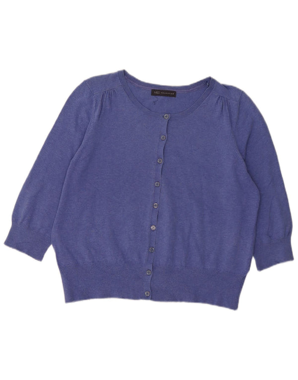 Marks & Spencer ženski kratki kardigan džemper s 3/4 rukavima UK 18 XL plavi