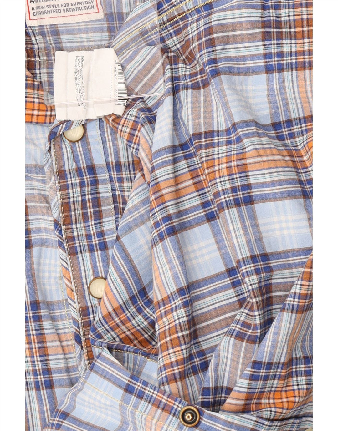 VINTAGE Mens Short Sleeve Shirt XL Blue Check Cotton Vintage Vintage and Second-Hand Vintage from Messina Hembry 
