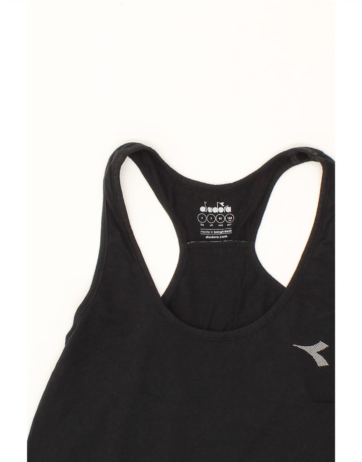 DIADORA Womens Vest Top UK 10 Small Black Cotton Vintage Diadora and Second-Hand Diadora from Messina Hembry 
