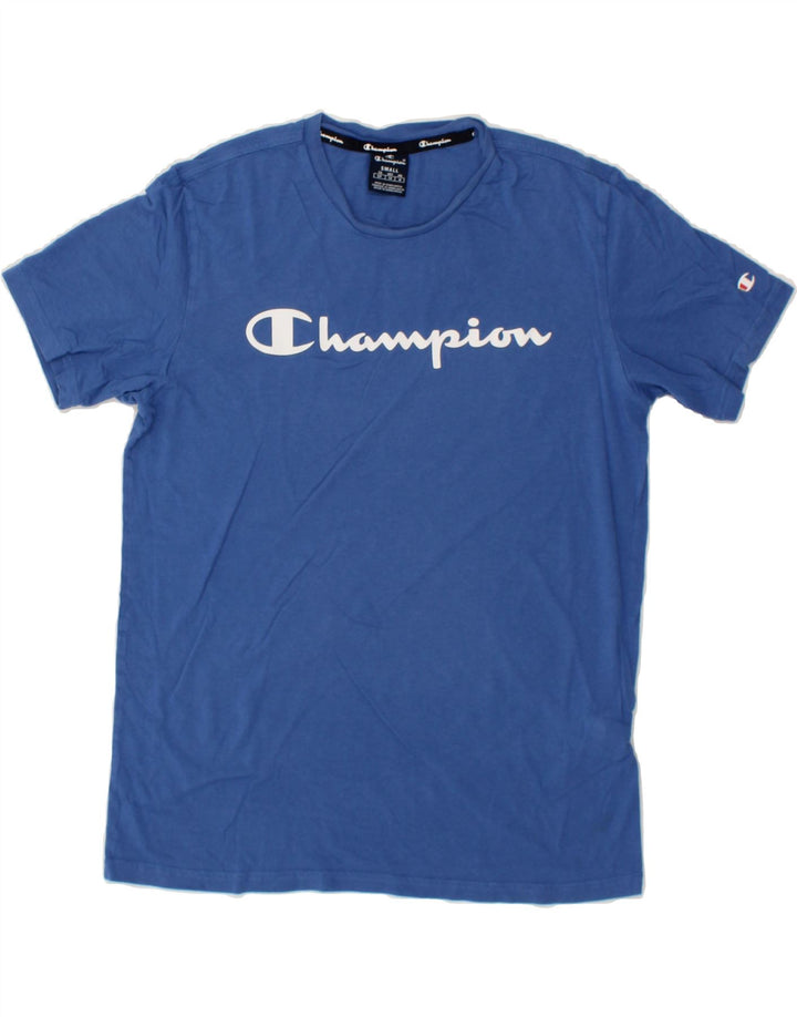 CHAMPION Mens Graphic T-Shirt Top Small Blue Cotton Vintage Champion and Second-Hand Champion from Messina Hembry 