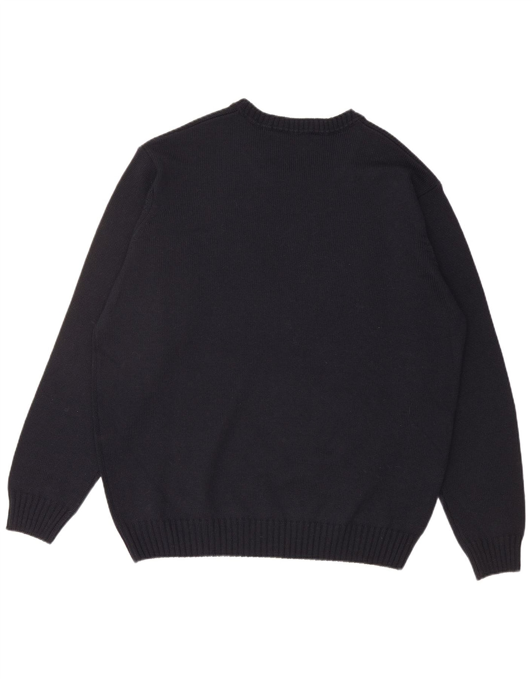 IL GRANCHIO Mens Crew Neck Jumper Sweater Large Navy Blue Wool
