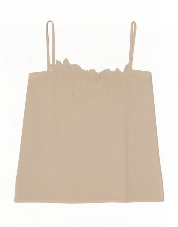 Vintage ženski Cami Top IT 46 veliki bijeli cvjetni pamuk