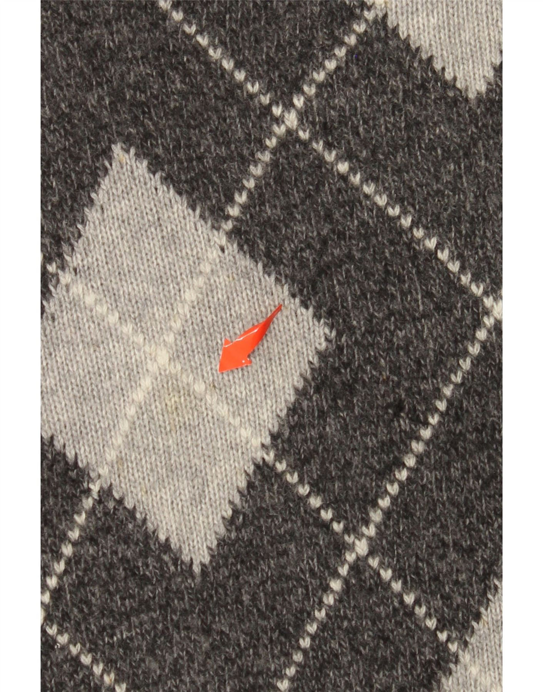 BENETTON Muški džemper s V-izrezom Veliki sivi Argyle/Diamond Wool