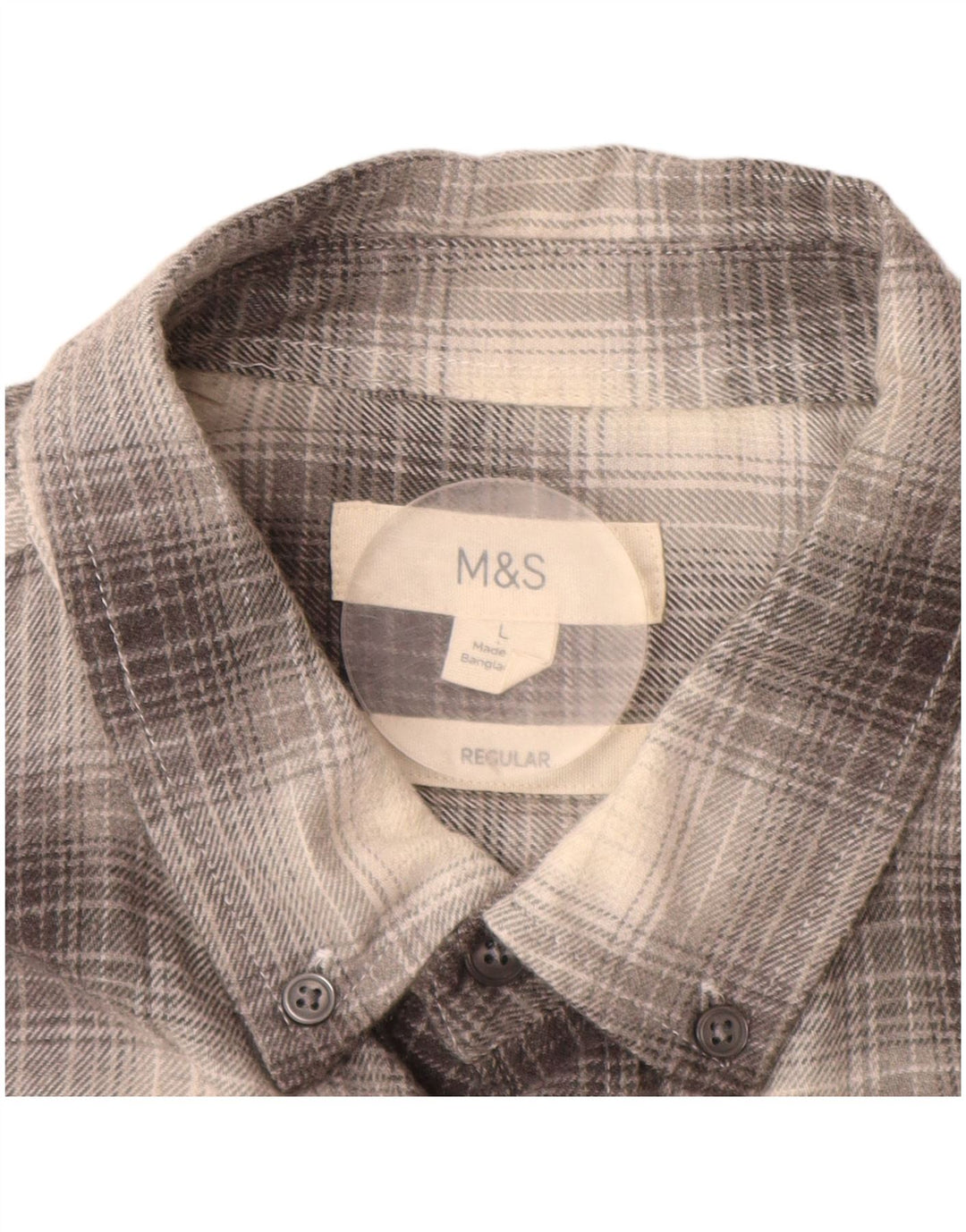 MARKS & SPENCER Muška flanelska košulja standardnog kroja, veliki sivi karirani pamuk