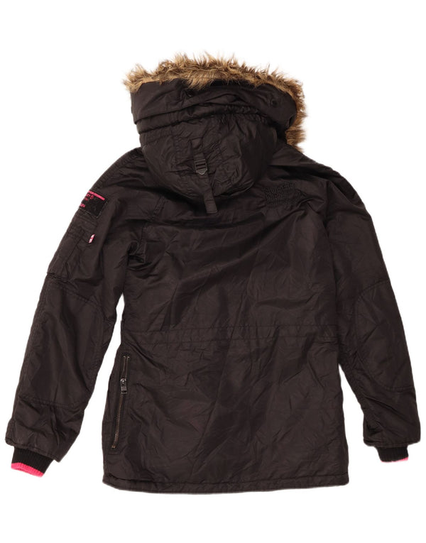 Superdry ženska jakna parka s kapuljačom UK 6 XS crni najlon