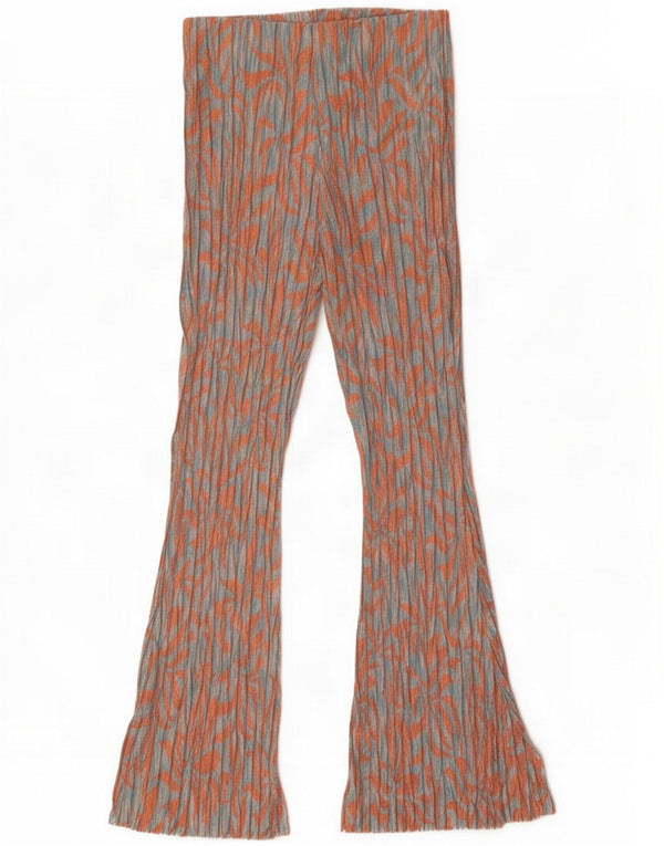 Zara Womens Flare Leggings UK 14 Medium Orange Floral Polyester