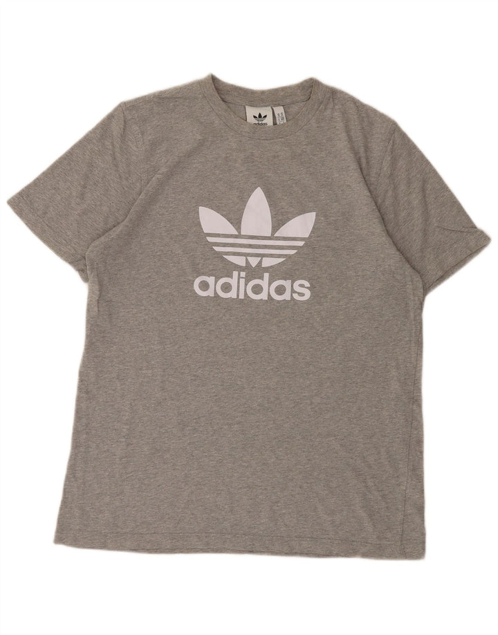 ADIDAS Mens Graphic T-Shirt Top Medium Grey Cotton