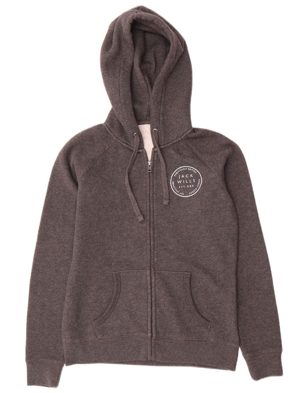 Jack Wills Ženski pulover s kapuljačom s patentnim zatvaračem UK 12 Srednje sivi pamuk