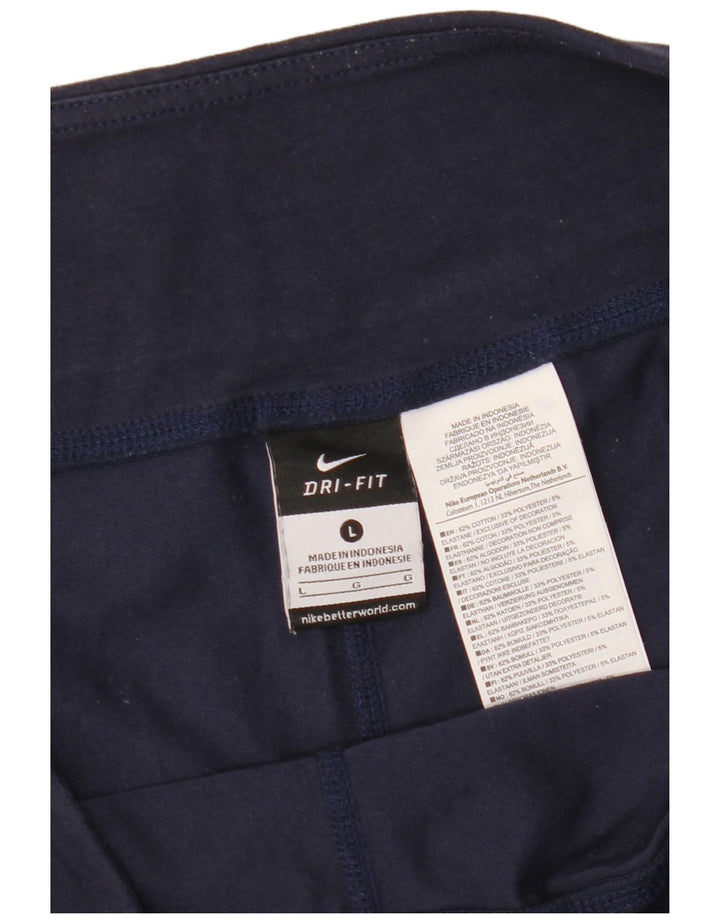 NIKE Ženske Dri Fit Graphic Bermuda Sport Shorts UK 16 Large Navy Blue