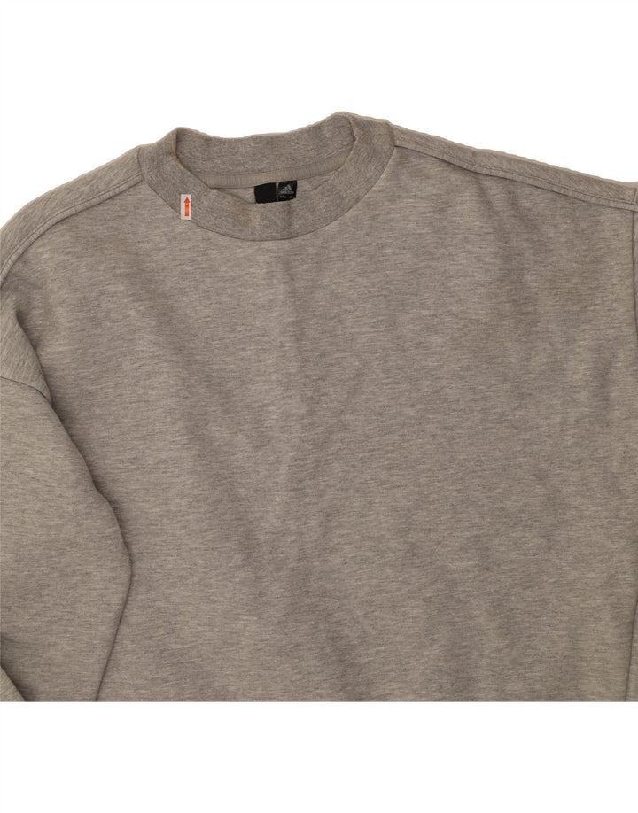 ADIDAS Womens Oversized Sweatshirt Jumper UK 12/14 Medium Grey Cotton Vintage Adidas and Second-Hand Adidas from Messina Hembry 