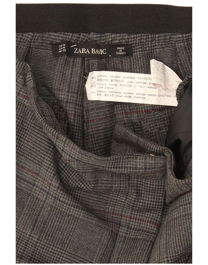 Zara ženske uske chino hlače srednje veličine W32 L26 sivi karirani poliester