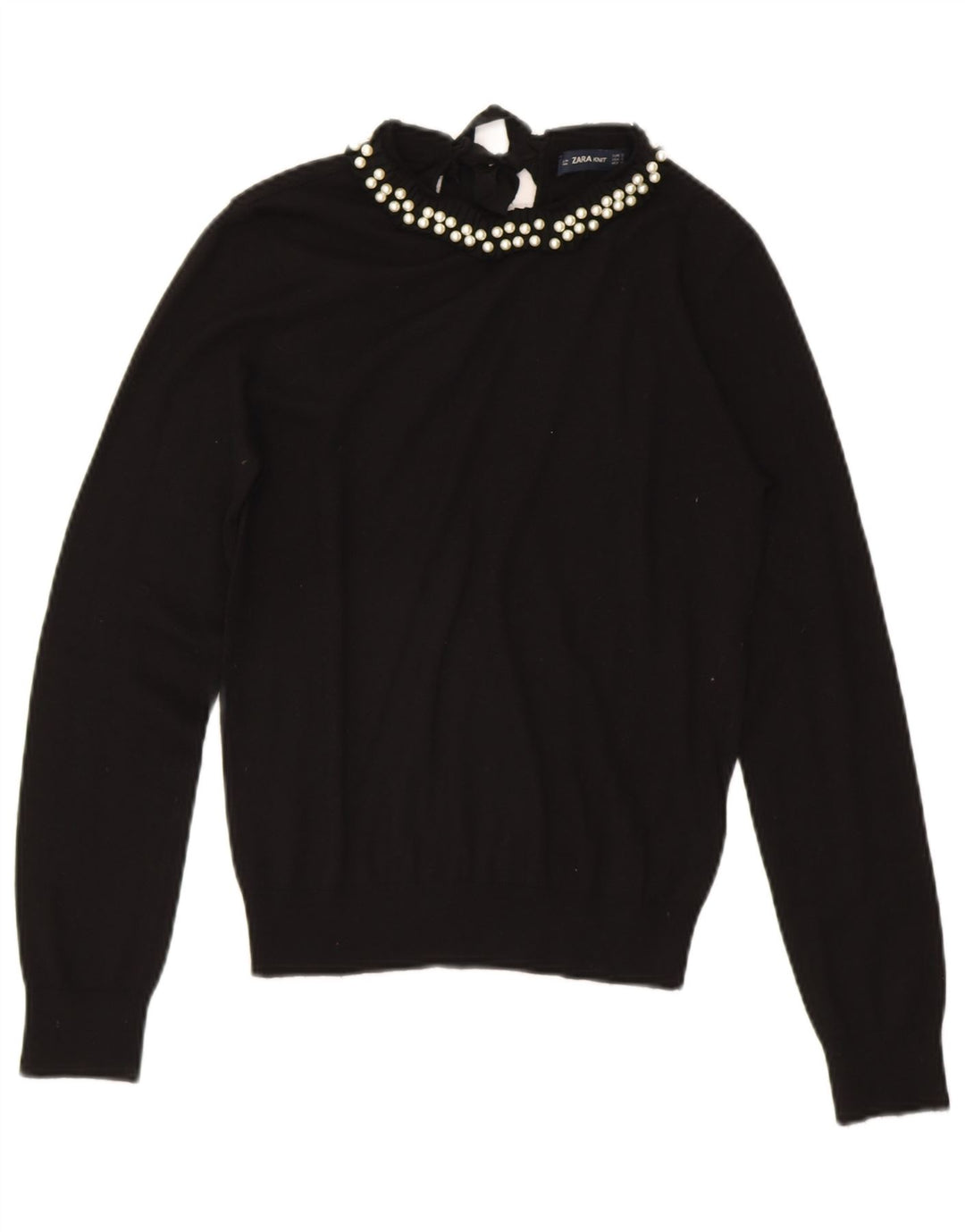 ZARA Womens Turtle Neck Jumper Sweater UK 10 Small Black Modal