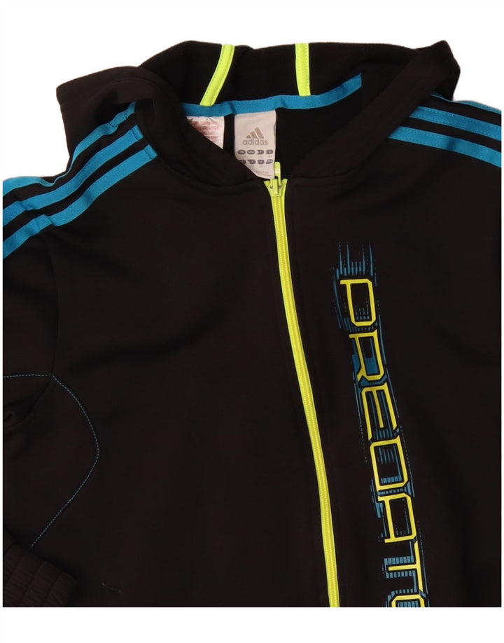Adidas Boys Predator Graphic Zip pulover s kapuljačom 13-14 godina crni poliester