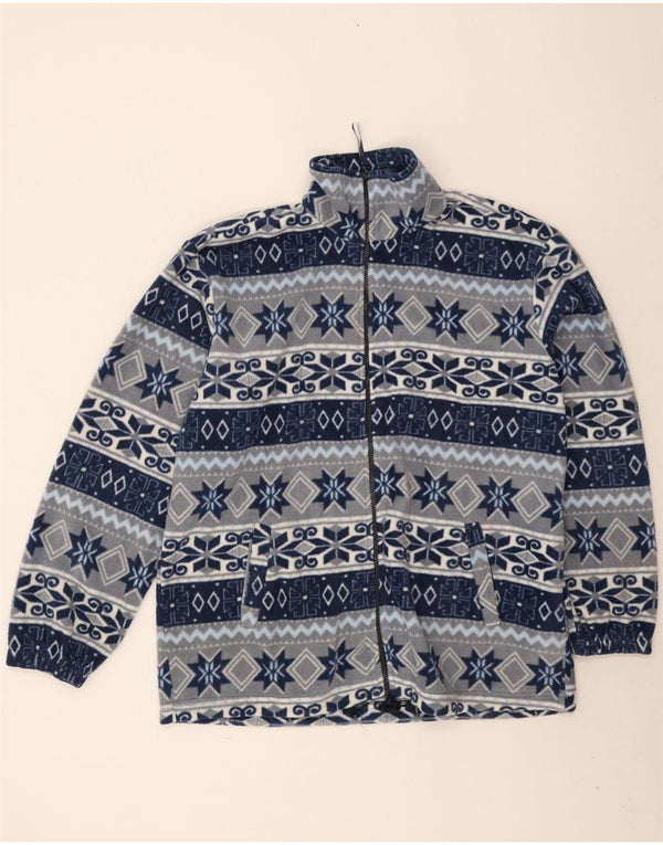 Vintage muška jakna od flisa UK 44 2XL tamnoplava Fair Isle poliester