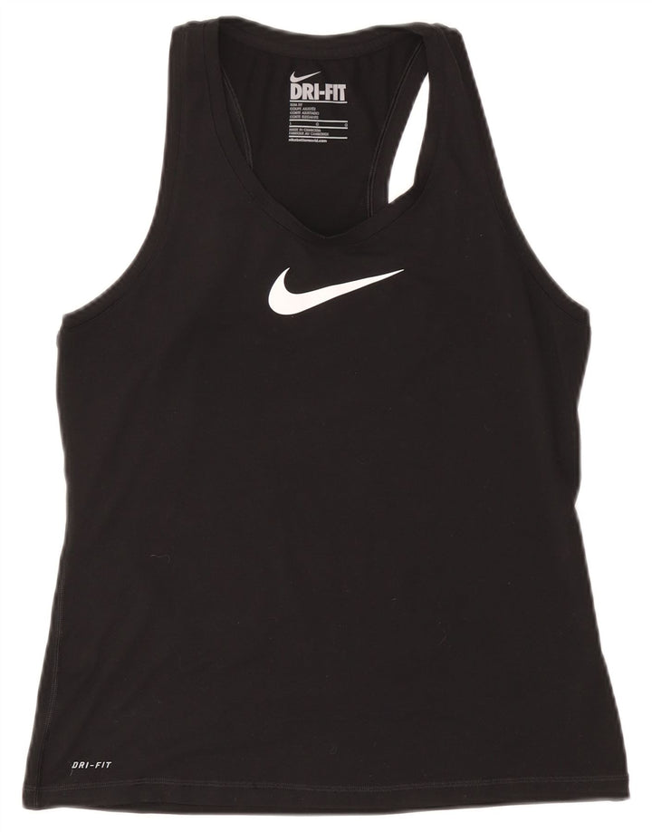 Nike Ženski Dri Fit Slim Fit Graphic Vest Top UK 14 Veliki crni poliester