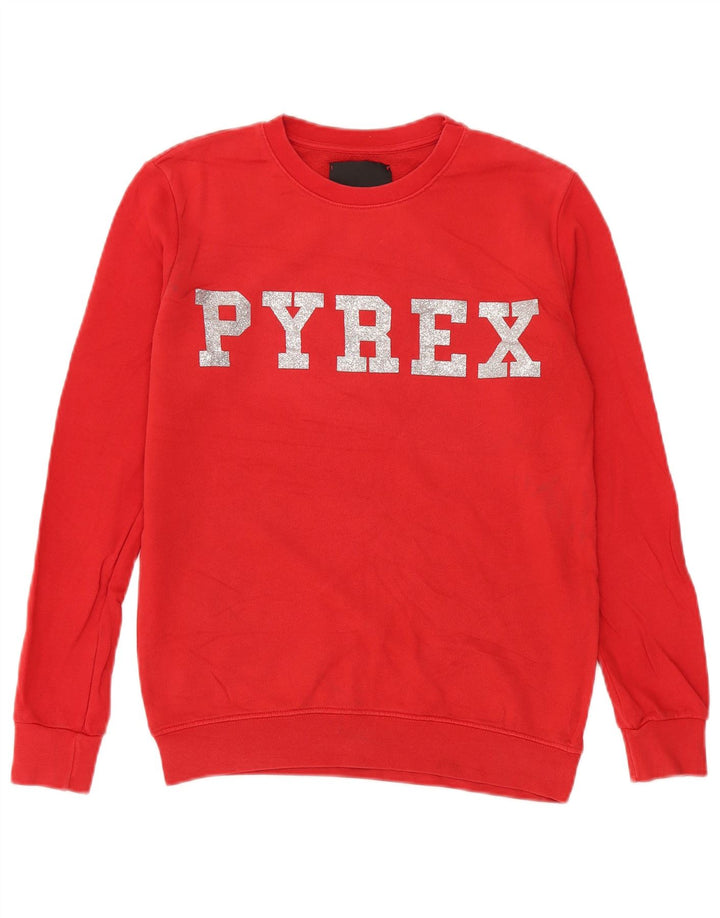 Pyrex ženski džemper prekomjerne majice s grafičkim motivima UK 10 Mali crveni pamuk