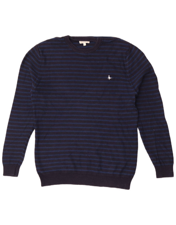 Jack Wills, muški džemper s okruglim izrezom, srednji tamnoplavi pamuk na pruge