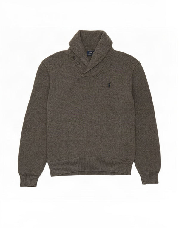 Polo Ralph Lauren Womens Shawl Neck Jumper Sweater UK 18 XL Grey Cotton