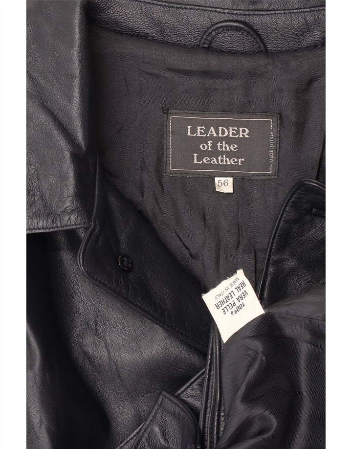 Vintage muška bomber kožna jakna IT 56 3XL crna koža