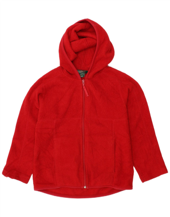 Flis jakna s kapuljačom L.L.Bean za dječake 5-6 godina srednje crvene boje od poliestera