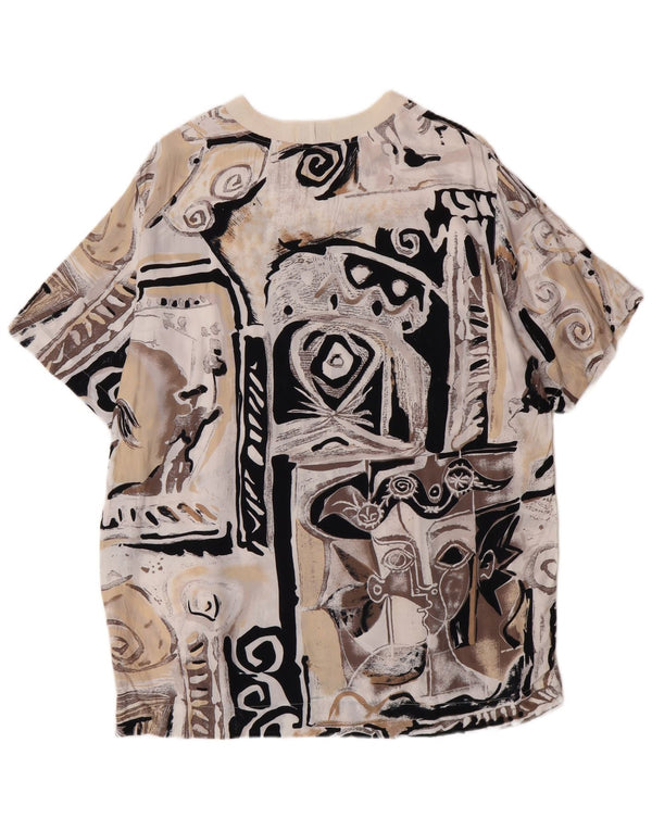 Sisley Womens Longline Graphic T-Shirt Top IT 44 Medium Beige Viscose